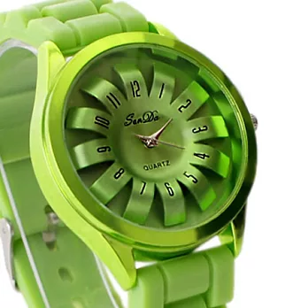 Watch-123 花開半夏 韓國金屬質感花朵腕錶-綠