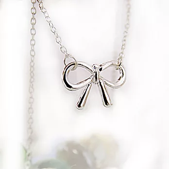 [Bling Q]韓版銀冰蝴蝶結簡緻小項鍊