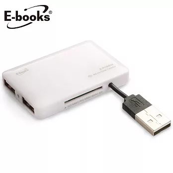 E-books T18 多合一讀卡機 +三孔USB集線器(白)