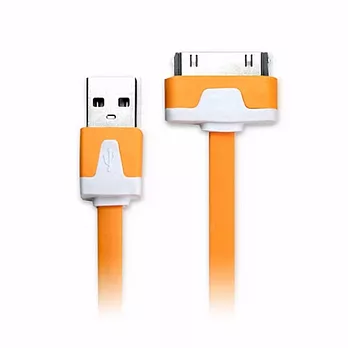 iPhone/iPod/iPad系列 USB 充電/傳輸扁線(1M)橘色