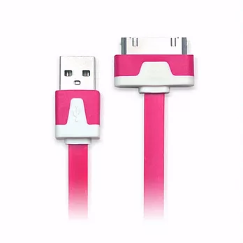 iPhone/iPod/iPad系列 USB 充電/傳輸扁線(1M)粉紅色