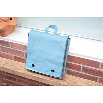 chinlun雙肩帆布書包 / 淺藍包暖灰邊