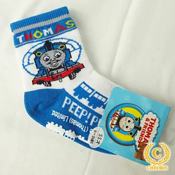 【anny pepe】湯瑪士徽章短襪19白/藍