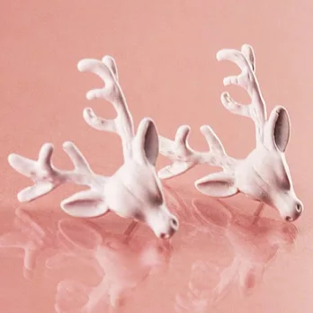 【Wildfo x Couture】美國品牌~立體麋鹿頭雪白耳環白色