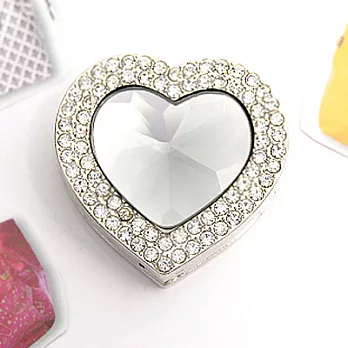 [Lady c.c.]心型滿鑽閃亮鏡面水晶包包掛勾(灰)