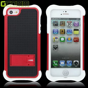 GCOMM iPhone 5 Full Protection Case(附ScreenGuardPRO™清透抗括抗指紋油污螢幕保護膜)(附ScreenCleanPRO™專業超音波抗靜電超纖清潔布15cmx15cm)熱情紅+防震白