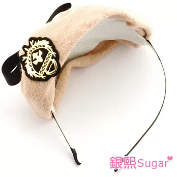 【Sugar 銀熙】甜美學院風立體帽子髮箍(米色)