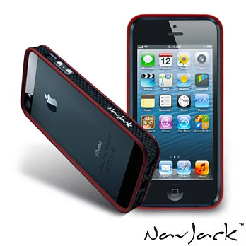 NavJack Trim 系列 iPhone 5 碳纖紋路保護框深紅色