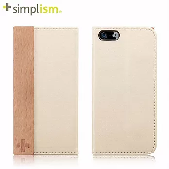 Simplism iPhone5 側開掀蓋式皮革保護套米色