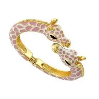 【Kenneth Jay Lane】好萊塢巨星名媛最愛~長頸鹿鑲K金砝瑯手環(粉紅/白)嫩粉紅