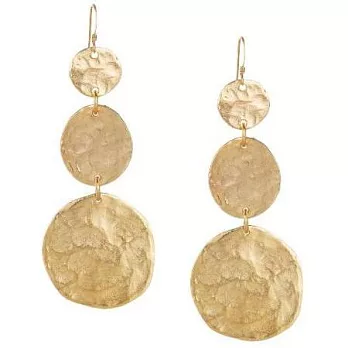 【Kenneth Jay Lane】好萊塢巨星名媛最愛~波浪紋金幣三層耳環(亮金)K金黃