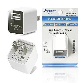 電池王 鏡面萬用型 5V/1A USB旅充頭