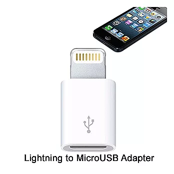 Apple iPhone5/iPad mini/iPad 4 Lightning 8pin to MicroUSB 轉接器白