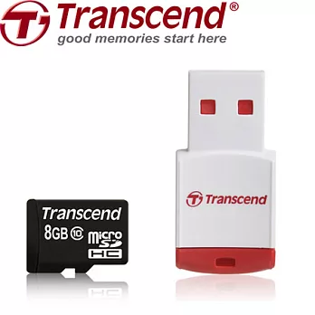 創見 8G microSDHC Class 10 + P3讀卡機組合