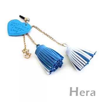 【Hera】甜蜜愛語 閃鑽立體皇冠流蘇造型吊飾/手機防塵塞(藍白色)