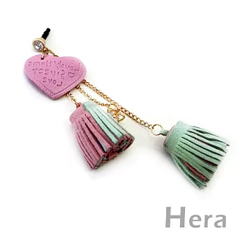 【Hera】甜蜜愛語 閃鑽立體皇冠流蘇造型吊飾/手機防塵塞(粉綠色)