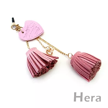 【Hera】甜蜜愛語 閃鑽立體皇冠流蘇造型吊飾/手機防塵塞(粉紅色)