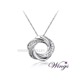 Wings 愛的漩渦 精鍍白K金方晶鋯石美鑽項鍊 NW142