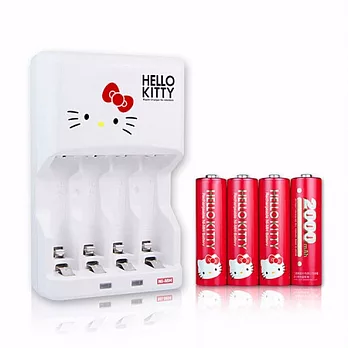 Hello Kitty 低自放鎳氫充電電池3號4入+充電器組(TL-460)