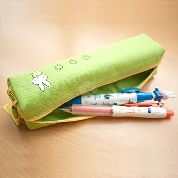 米菲兔Miffy 布面筆袋 - 綠底黃拉鍊