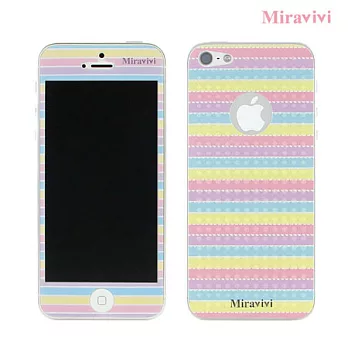 Miravivi iPhone 5 粉彩條紋時尚雙面彩繪保護貼