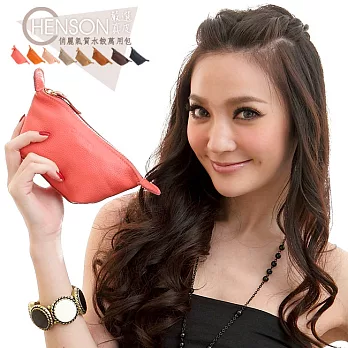 【嚴選CHENSON真皮】俏麗氣質嚴選牛皮零錢包／輕甜莓(W00119-LR)