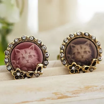 ●ECO安珂●【E4-264】★花猴推薦★貓咪公爵 擬真波斯貓浮雕 戒指(2色)粉色
