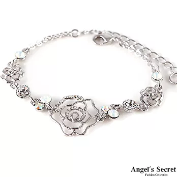 【Angel’s Secret】薔薇花語˙水晶之戀手鍊-銀白K˙白鑽
