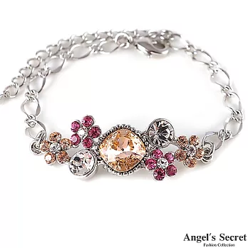 【Angel’s Secret】絢城花戀˙水晶鑽飾手鍊-銀白K˙香檳粉鑽