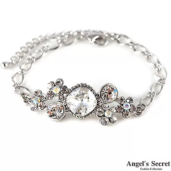 【Angel’s Secret】絢城花戀˙水晶鑽飾手鍊-銀白K˙璀璨白鑽