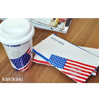 《Kakikaki》美國 雙層陶瓷杯 ~ 限時加贈！ 國旗收納袋 (市價150元)