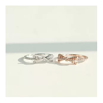 Enya★韓版 I dream 夢想 水鑽蝴蝶結 戒指玫瑰金