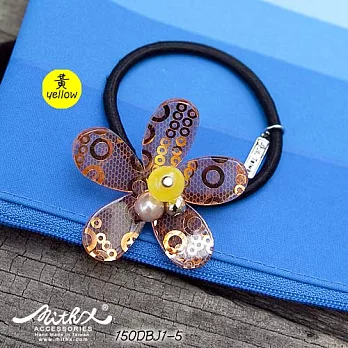 【MITHX】潮流時尚.串珠亮片花髮束黃色