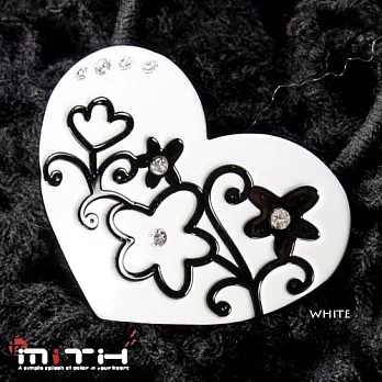 【MITHX】黑白簡單-自然雕花草紋 愛心髮束白色