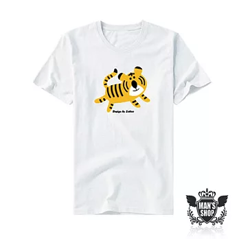 【男人幫 】FP028＊【ZOBOO獨創玩味設計款老虎動物圖型短袖T恤】M白色