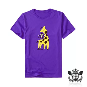 【男人幫 】FP030＊【ZOBOO獨創玩味設計款長頸鹿動物圖型短袖T恤】L紫色