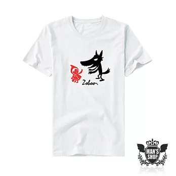 【男人幫 】FP036＊【小紅帽與大野狼獨創趣味短袖T恤】M白色