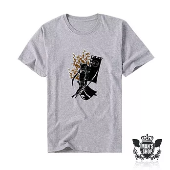 【男人幫 】T0853＊經SGS商品合核【植絨復古質感沙場戰士短袖T恤】日系竹節布料L淺灰色