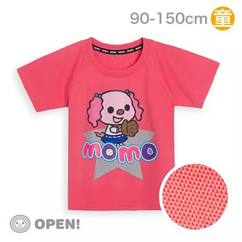 [OPEN小將童裝]吸濕排汗系列-小桃棒球投手短袖上衣-120 玫瑰紅