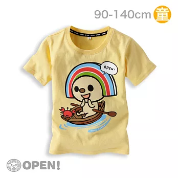 [OPEN小將童裝]涼感系列-OPEN小將趣味划船涼感抗UV短袖上衣-100 粉黃