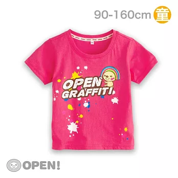 [OPEN小將童裝]涼感系列-OPEN小將繽紛世界涼感抗UV短袖上衣-100玫瑰紅