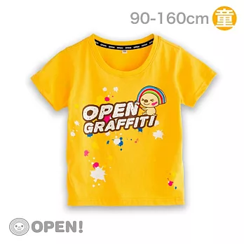 [OPEN小將童裝]涼感系列-OPEN小將繽紛世界涼感抗UV短袖上衣-120嫩粉黃
