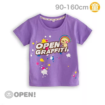 [OPEN小將童裝]涼感系列-OPEN小將繽紛世界涼感抗UV短袖上衣-120薰衣紫