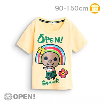 [OPEN小將童裝]涼感系列-OPEN草裙舞涼感抗UV短袖上衣-130 粉黃