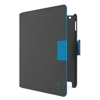 Belkin 皮製 多角度 支撐 保護套 灰/藍 for iPad 4 / new iPad / iPad 2