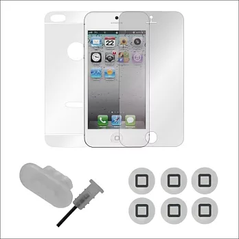 [ZIYA] Apple iPhone 5 抗反射機身保護貼配件組(防塵孔塞+按鈕貼)