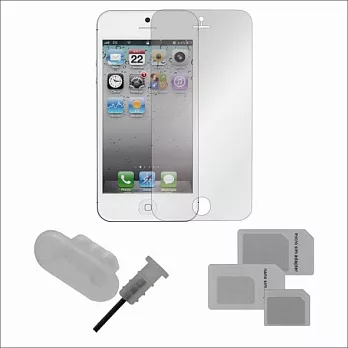 [ZIYA] Apple iPhone 5 抗刮保護貼配件組(防塵孔塞+卡托組)