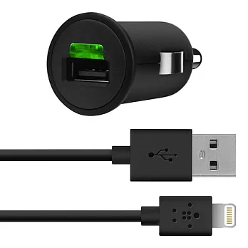 Belkin 汽車迷你充電器+轉接線 for iPhone 5黑色