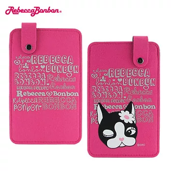 Rebecca Bonbon 超細纖維布活動扣環手機袋(中)-經典塗鴉/桃紅