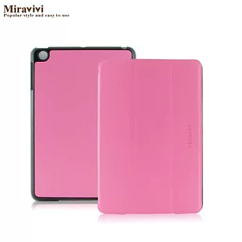 Miravivi Apple iPad mini 經典簡約風薄型可立式側開皮套十字紋/粉紅